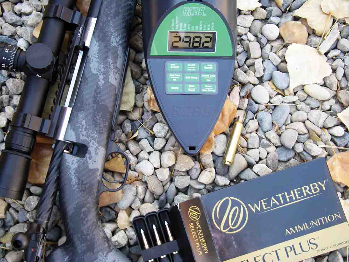 Factory 6.5 Weatherby RPM ammunition chronographed just under 3,000 fps using Nosler 140-grain AccuBond bullets.